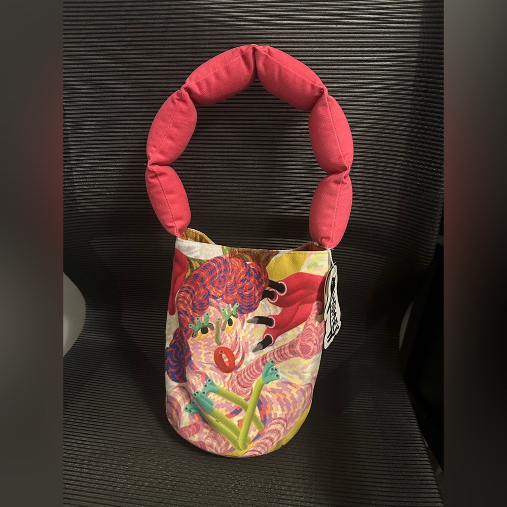 Colorful Women's Bag with Pink Handle